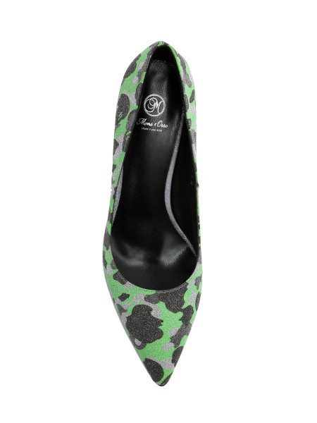Туфли женские арт. 57-D498-B1735-5 зелёный/серебро