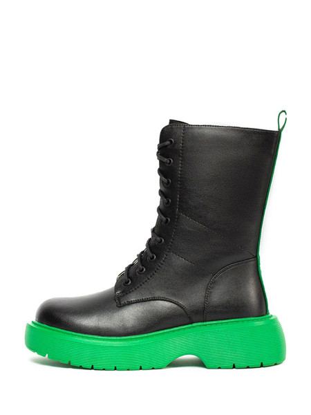 Ботинки женские арт. 57-K1456-C865-1 чёрный/зелёный