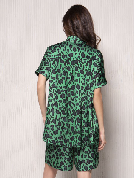 Рубашка женская арт. B-004-21-1 зелёный леопард