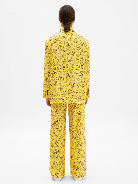 Пиджак оверсайз арт. J-001-24 жёлтый цветы